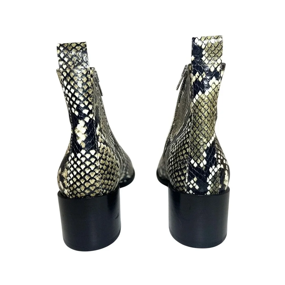 Everlane The Boss Boot Snake Print Ankle Pointy Toe Booties‎ Women's 8